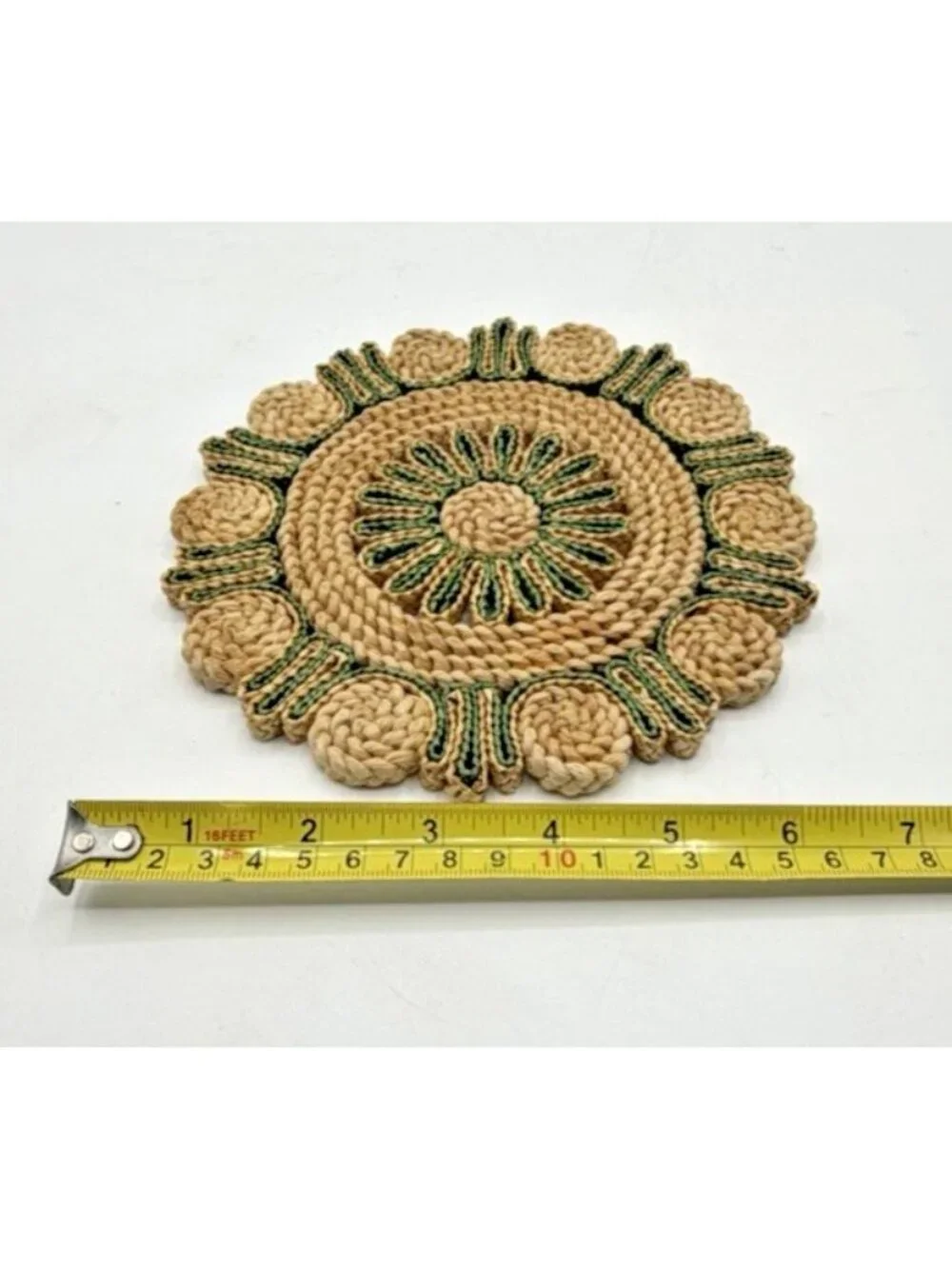 Vintage Wicker Straw Trivets Fish & Round Hot Pads Pot Mats Lot of 2 Boho Beach